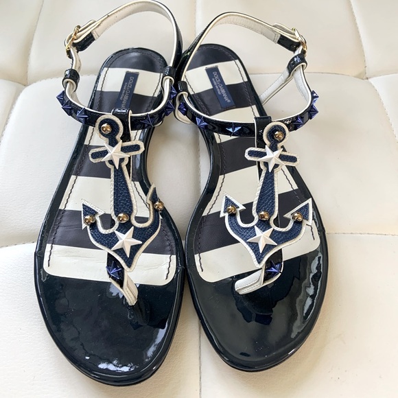 Dolce and Gabbana, nautical studded anchor sandals - Picture 1 of 13